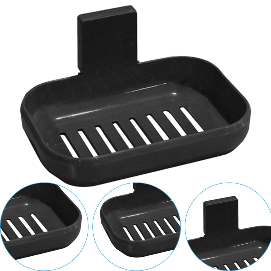 Saboneteira Com Suporte de fixação Adesivo Para Parede Preto Arqplast 25957PM