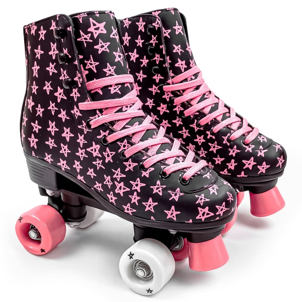 Patins Quad Preto Infantil  Dm Toys Ajustável Estilo Retrô Para Menina Com Freio Dianteiro