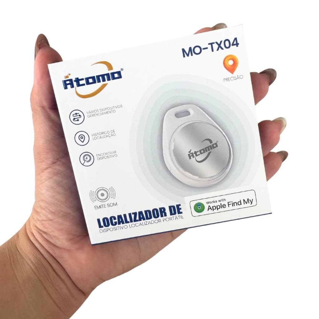 Rastreador Smart Tag iPhone App Oficial Apple BUSCAR GPS Átomo MO-TX04