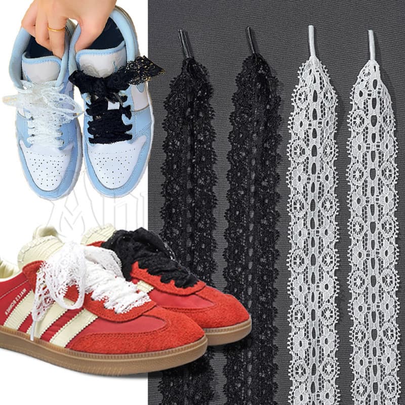 2 Pares De Cadarços Ocos De Renda-Elegantes , Coreanos , Florais Doce-Cordão Elástico-Acessórios Para Sapatos De Lona De