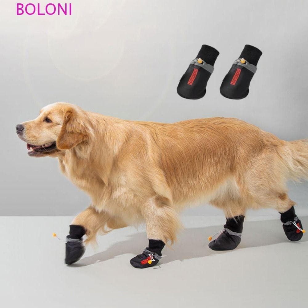 BOLONI 4 Unidades/Conjunto Capa Grande Para Pés De Cachorro , Meias Macias E Antiderrapantes Sapatos Respiráveis Cães