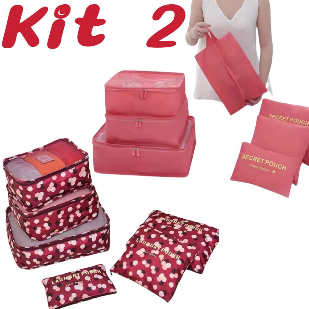 Kit 2 Conjunto de armazenamento de bagagem de viagem Bolsa de higiene pessoal de 6 peças  jorge