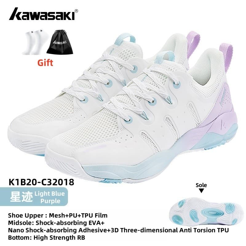 Kawasaki Badminton Shoes Pickleball K1B20-C32018 Treinamento Profissional Feminino E Masculino Antiderrapante Durável Ab