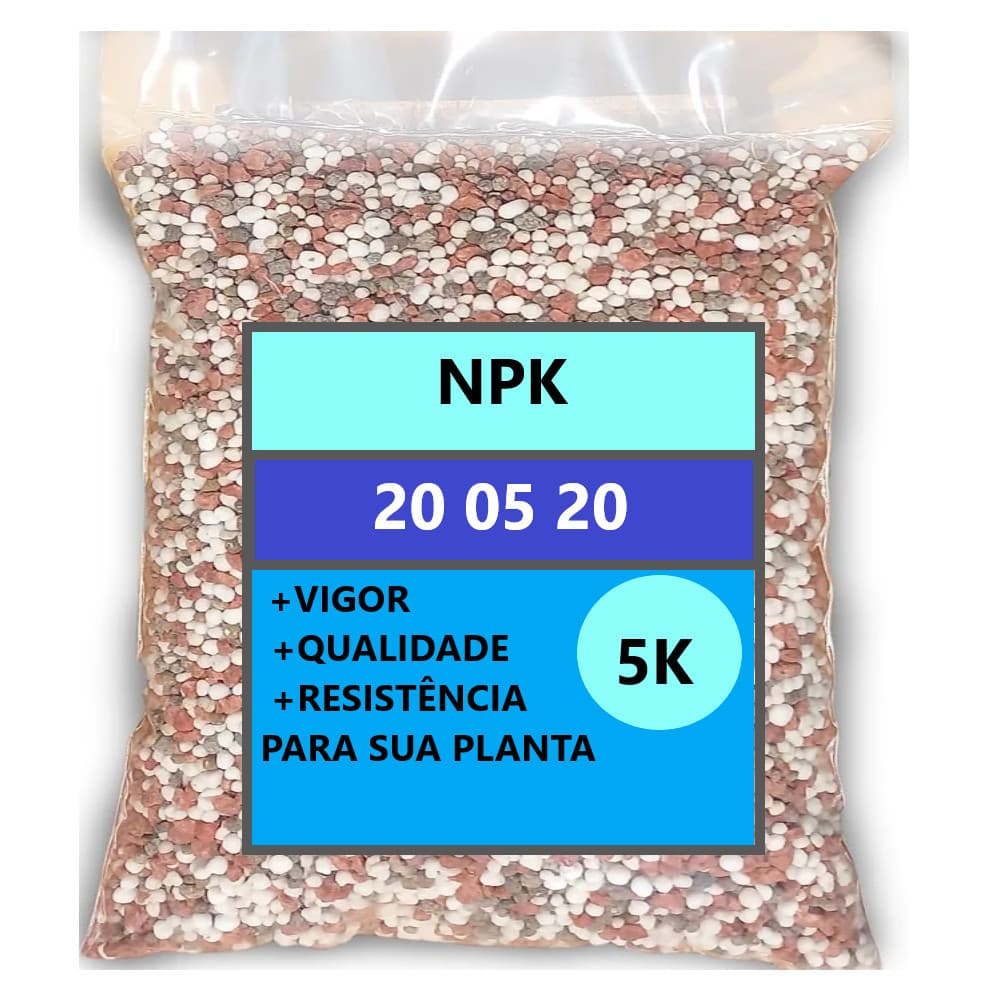 NPK 20-5-20 Fertilizante Granulado para Plantas 5kg - Crescimento e Floração
