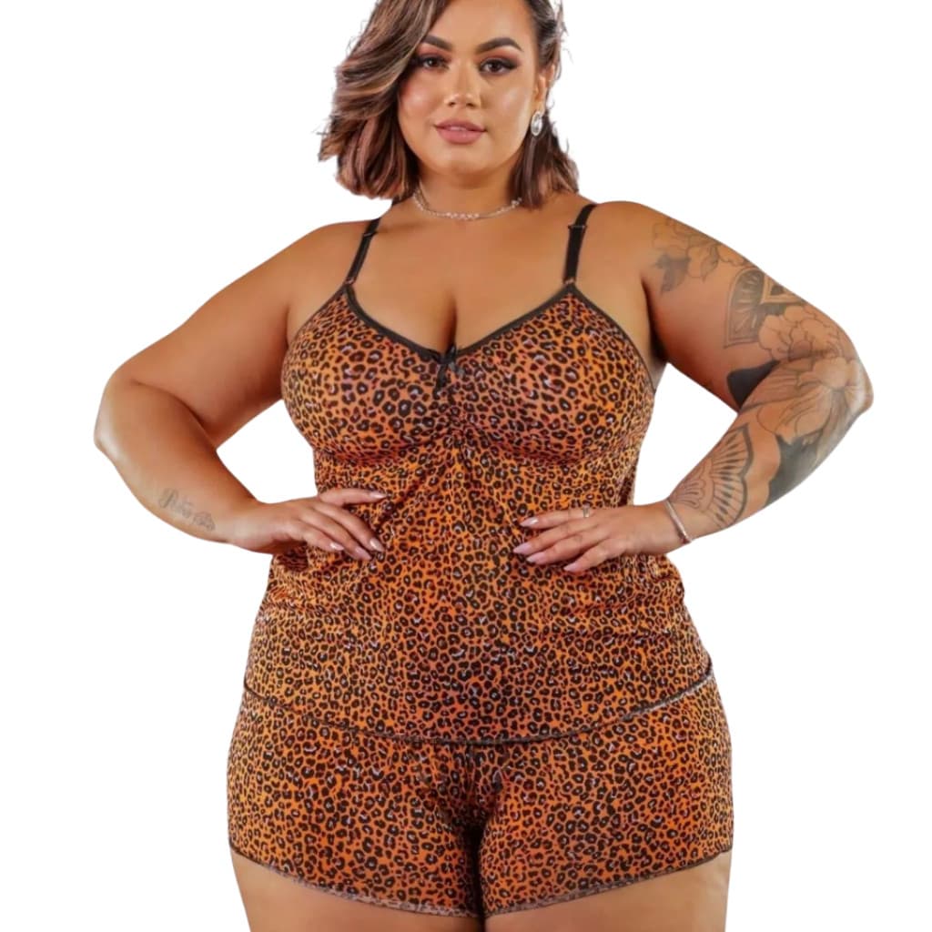 Pijama Feminino Plus Size Baby Doll ESTAMPADO – Super Fresquinho
