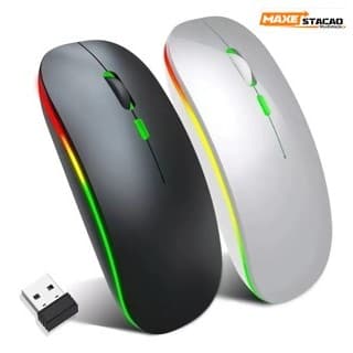 Mouse ergonômico silencioso RGB de carregamento sem fio de 2.4 GHz, adequado para jogos e trabalho