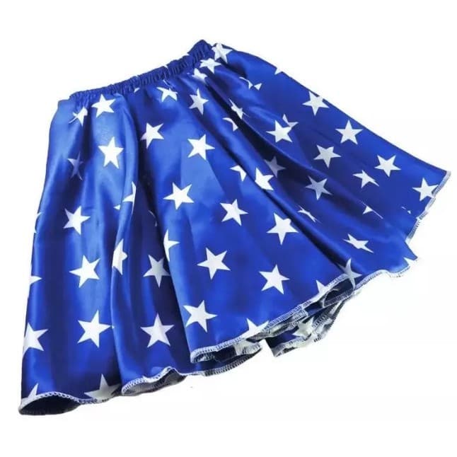 5 metros - Tecido Cetim Estampado Estampa Mulher Maravilha Azul com Estrelas para Roupas Infantil Fantasias Oferta