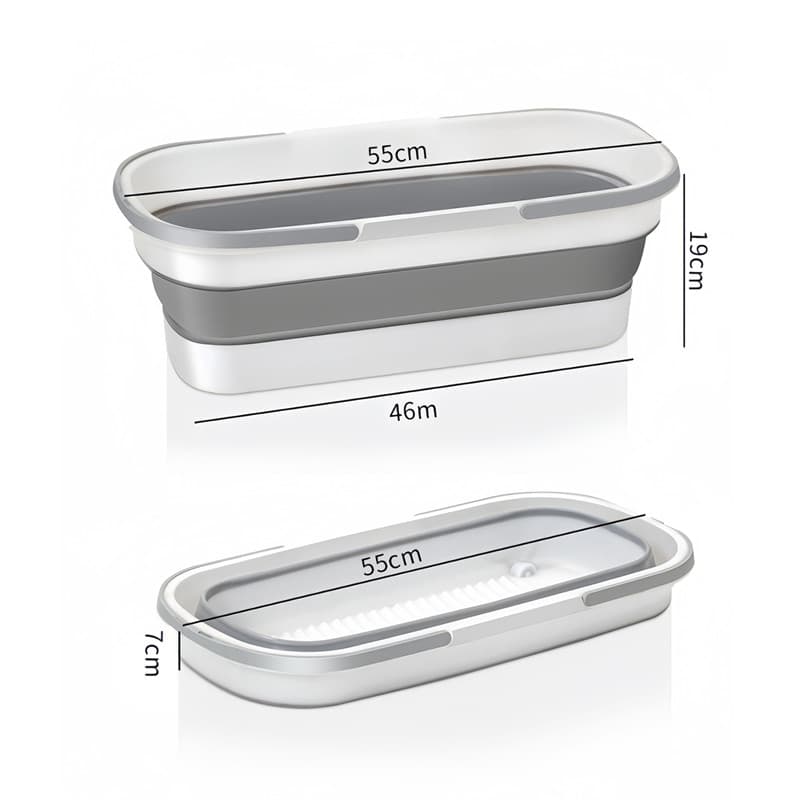 Balde Dobrável Retrátil Flexível Retangular 26L Silicone Multiuso Com 4 Rodinha