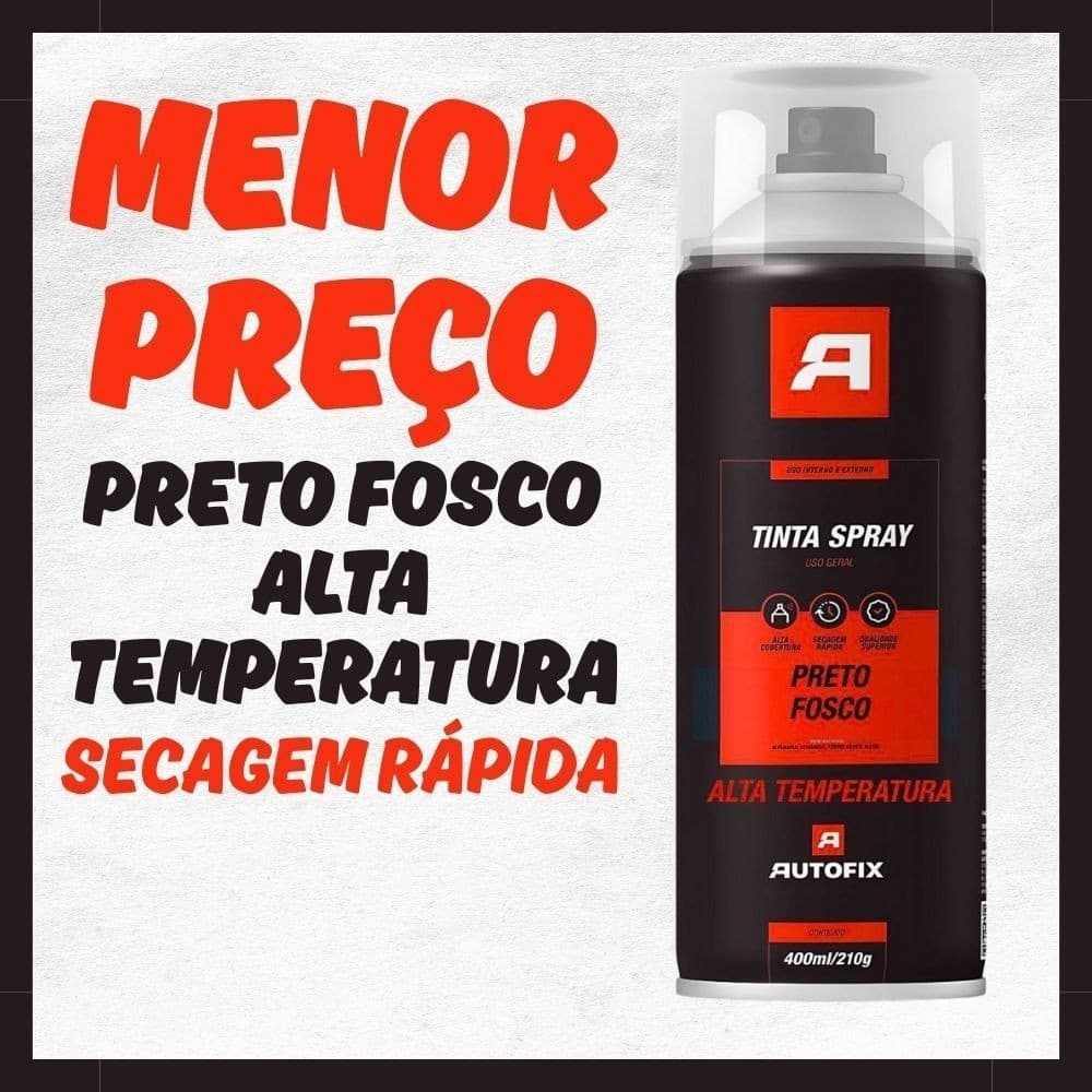 Tinta Spray Preto Fosco Alta Temperatura 400ml – Alta Qualidade Perfeito para DIY Alta Cobertura Ok