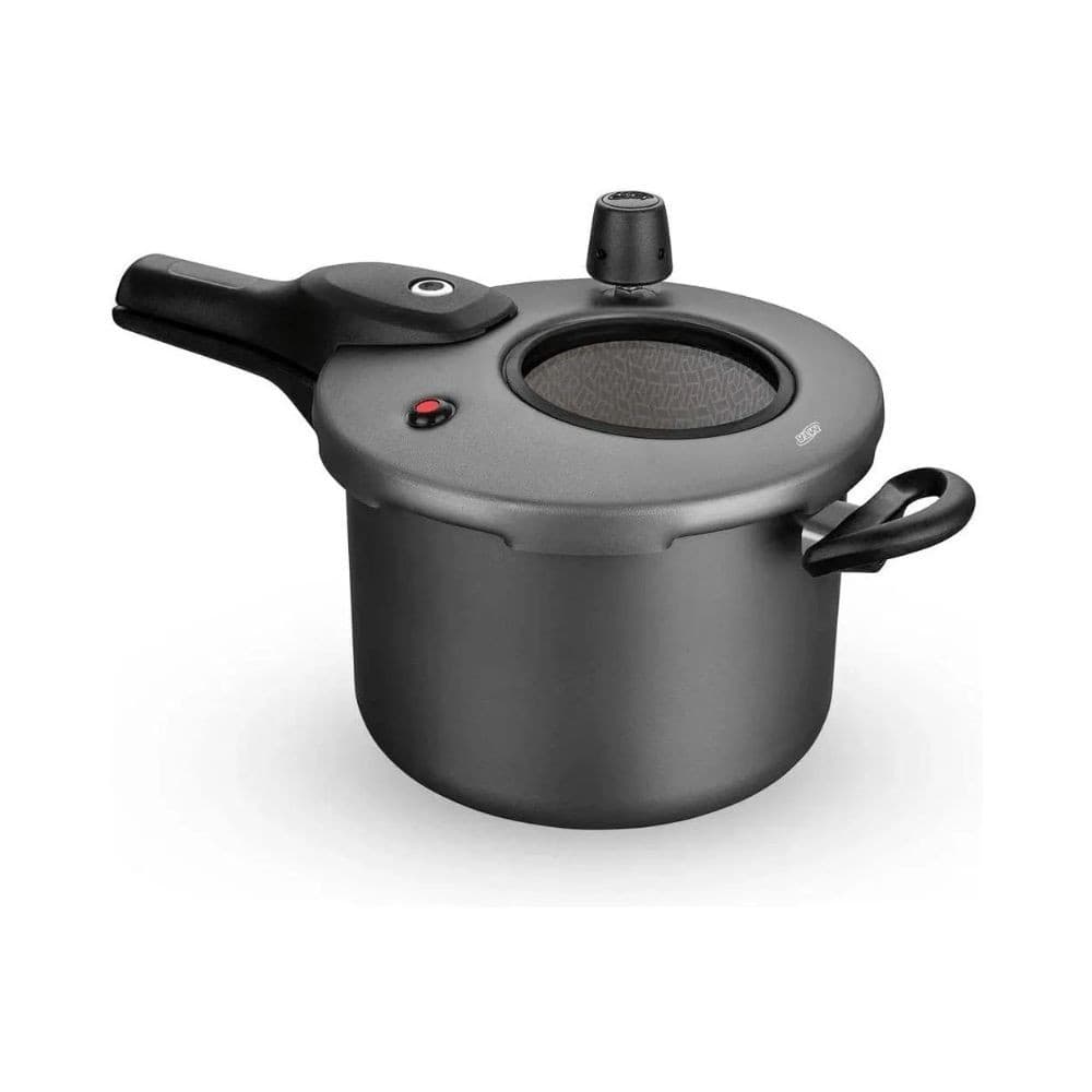 Panela de Pressão com visor de vidro e fechamento externo 4,5l aluminio com antiaderente MTA - cor: grafite