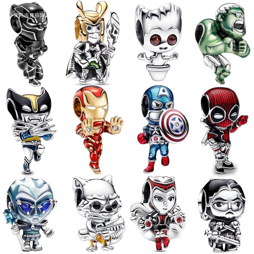 Berloques De Prata 925 Clássico Charme Homem Aranha Pulseira Acessórios Vingadores Liga Colar DIY Jóias Presente
