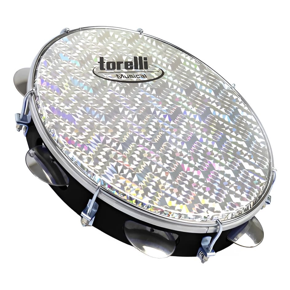 Pandeiro Preto Injetado Abs Pele Holográfica Torelli Tp308
