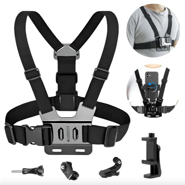 Suporte de Peito Para Celular e Gopro Peitoral Peito ajustável Câmera Esportivo Moto Bike
