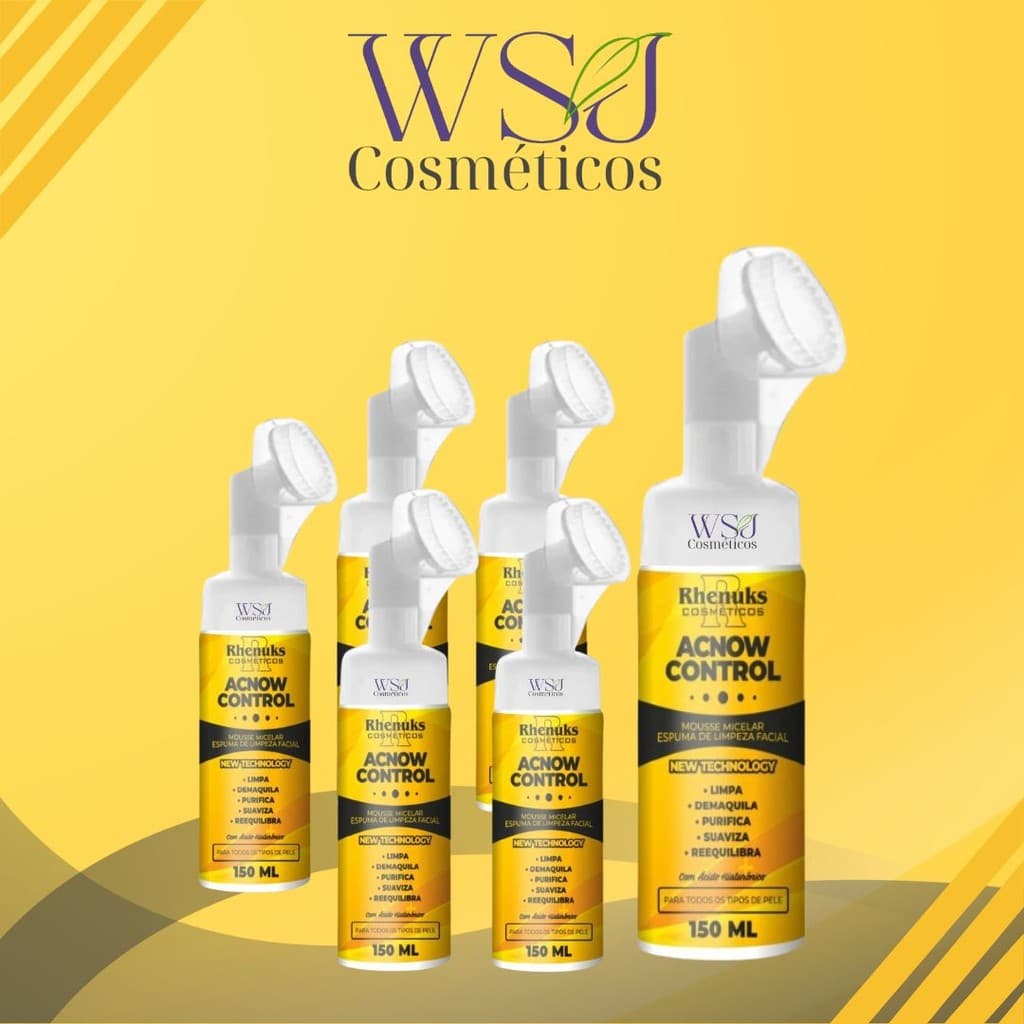 Kit 06 - 06unid (06) Mousse Micelar Espuma de Limpeza Facial Acnow Control 150ml Rhenuks