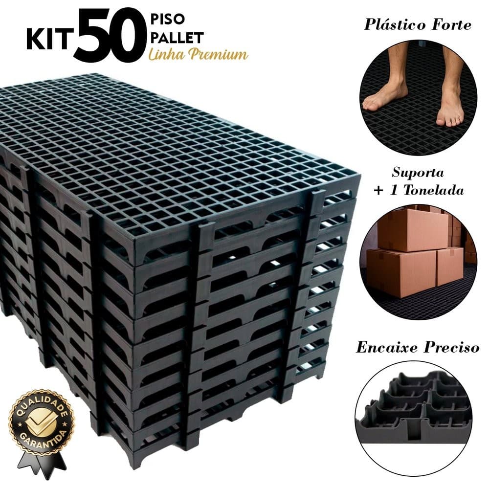Kit 50 Peças Palete Pallet Estrado Piso Plastico 25x50x2,8cm Antiderrapante Robusto Super Reforçado