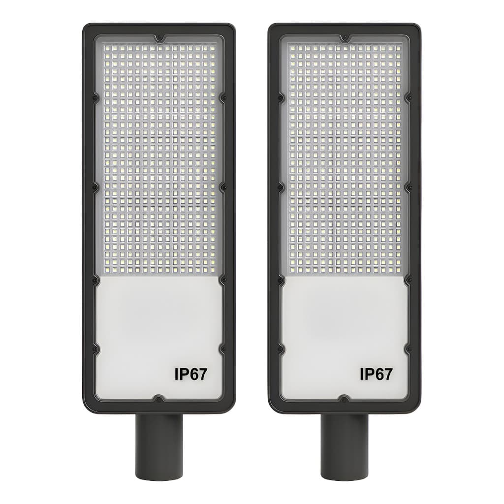 2 Luminárias Poste Led 1000w Branco Frio 6500k Iluminação Ru