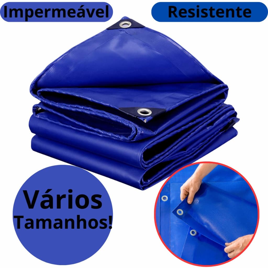 Lona de Polietileno 2X2 até 5x4 Azul Vários Tamanhos - Resistência Impermeável Telhados Camping