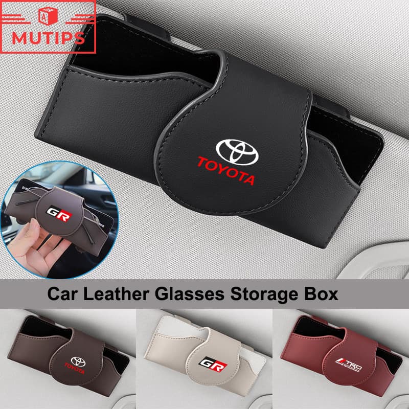 Toyota PU Couro Carro De Óculos De Sol Porta Saco De Armazenamento Para GR TRD Corolla Cross Hilux SW4 RAV4 Yaris Sedan Hatch Etios