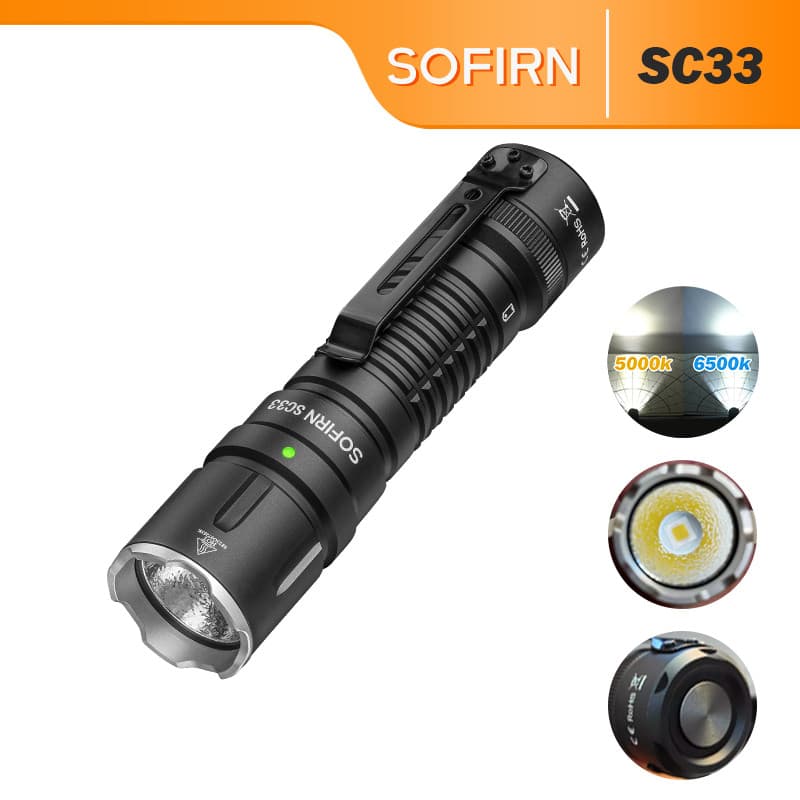 Sofirn SC33 Cree XHP70.3 Lanterna De LED HI 5200lm Potente Recarregável 21700 USB C Com Interruptor E De Cauda