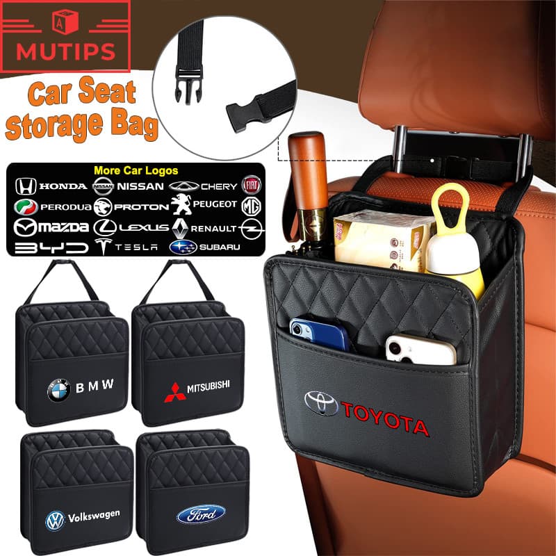 【MUTIPS】Bolsa De Armazenamento Para Banco Traseiro De Carro , Organizador De Couro , Suporte Copo De Telefone De Tecido