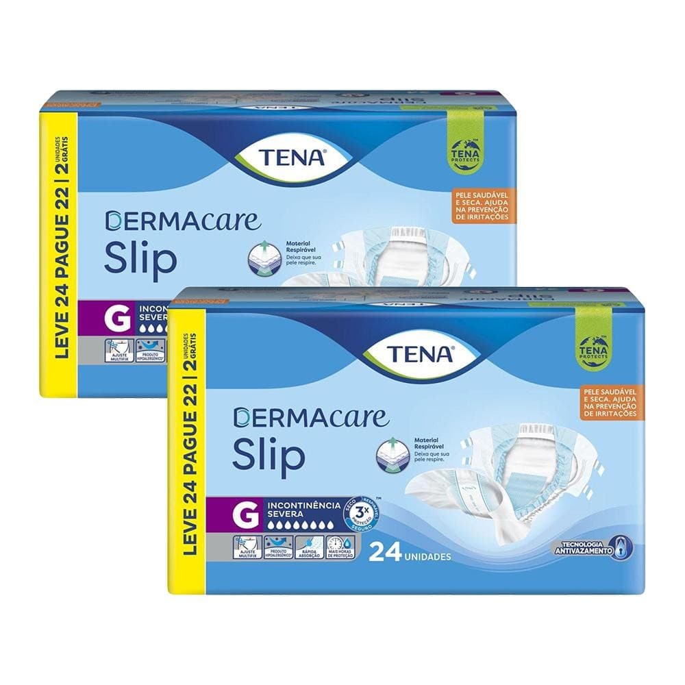 Kit 2 Fraldas Geriátricas Tena Slip Dermacare G 24un