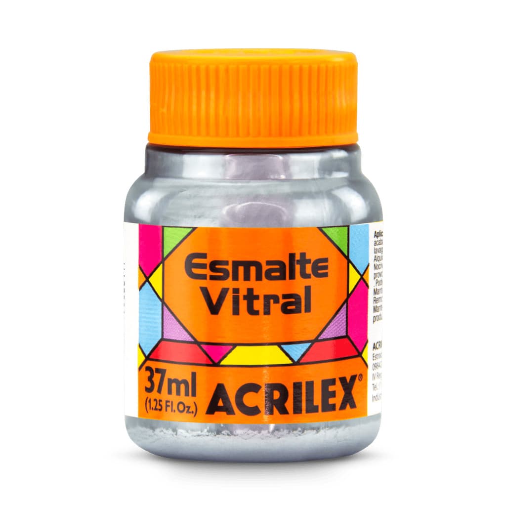 ESMALTE VITRAL METALICO ACRILEX 37ML 533 PRATA