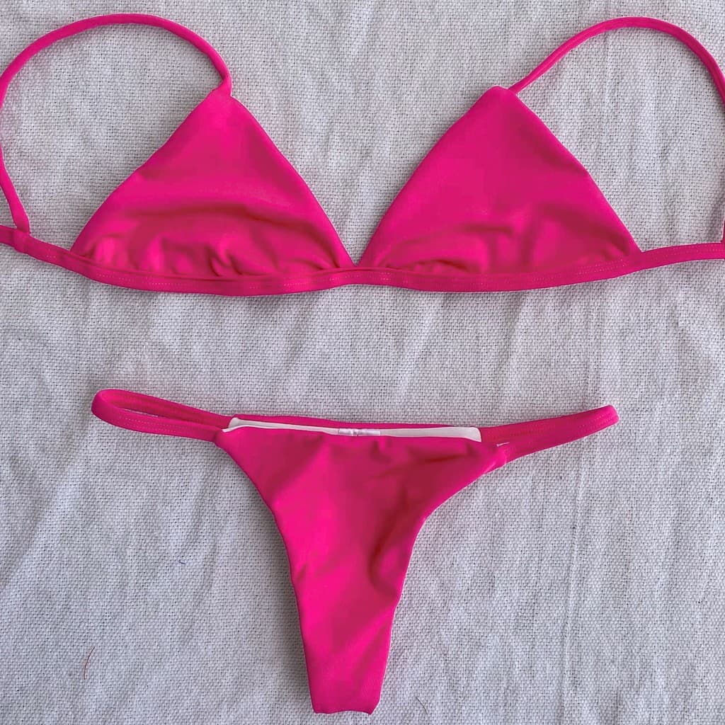 Biquíni top fixo calcinha Fita com Forro Moda Praia para o Verão