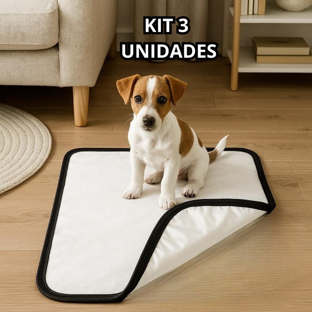 Tapetes Higiênicos Lavável Reutilizável Kits 3 Unidades para Pet Dog Xixi Gato Educador