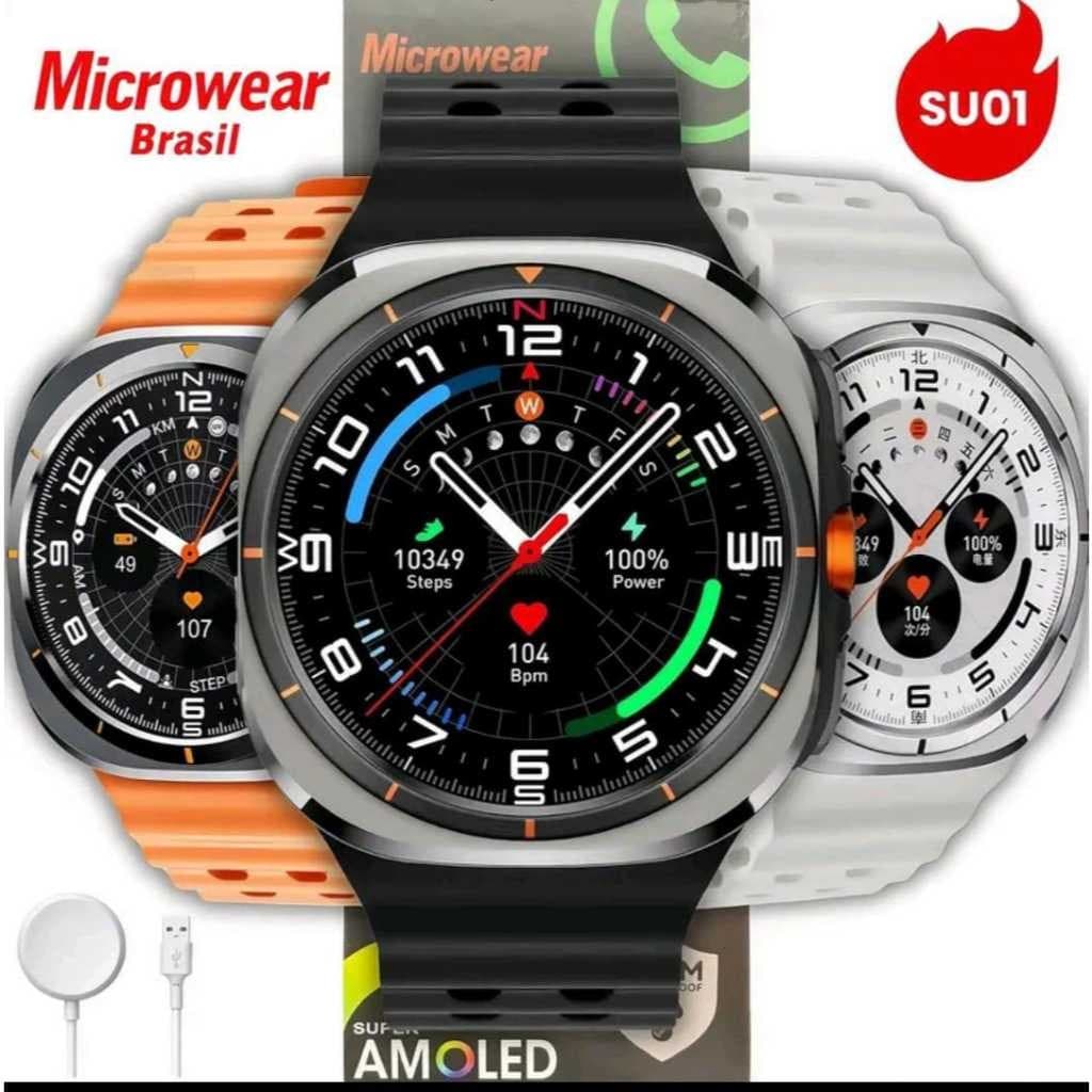 Relógio Inteligente Smartwatch Microwear SU01 Ultra 2025 -  AMOLED 47mm, GPS, WhatsApp,  E Ligações.