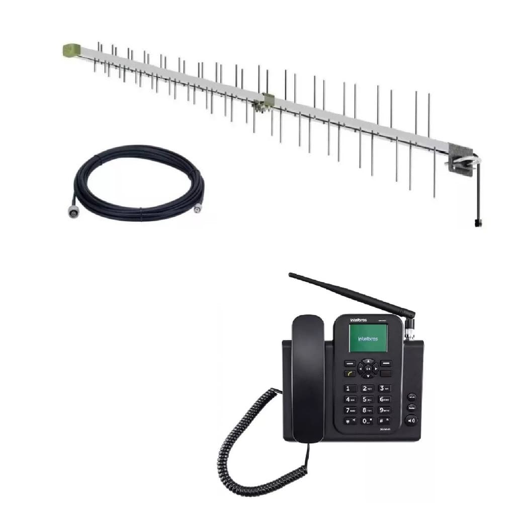 Kit Telefone Celular Rural 4g Wifi Intelbras + Antena + Cabo 10m