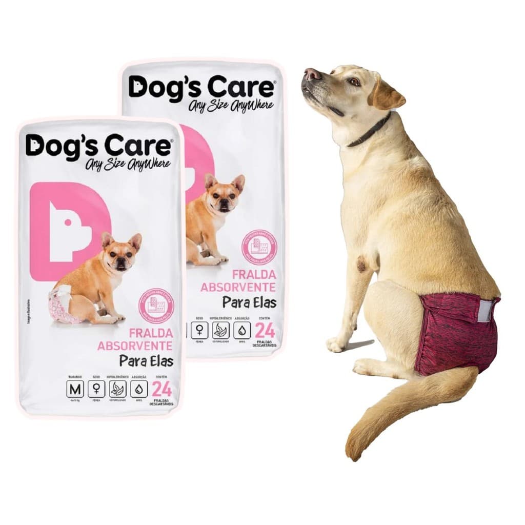 Kit 48 Fraldas P/ Pet Fêmea Tam M + Calcinha Protetora Tam 4