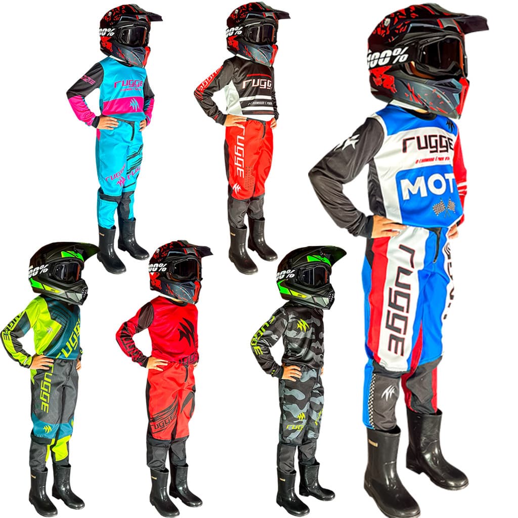Roupa Motocross Conjunto Infantil Farda Trilha Off-road Cross Rugge