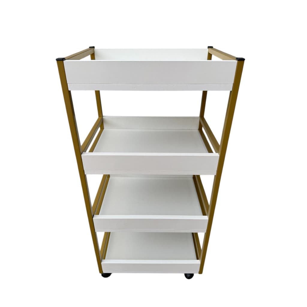 Carrinho Auxiliar 4 Bandejas Com Rodinhas Metalon MDF Profissional - Mais Estilo e Praticidade no Seu Espaço de Beleza