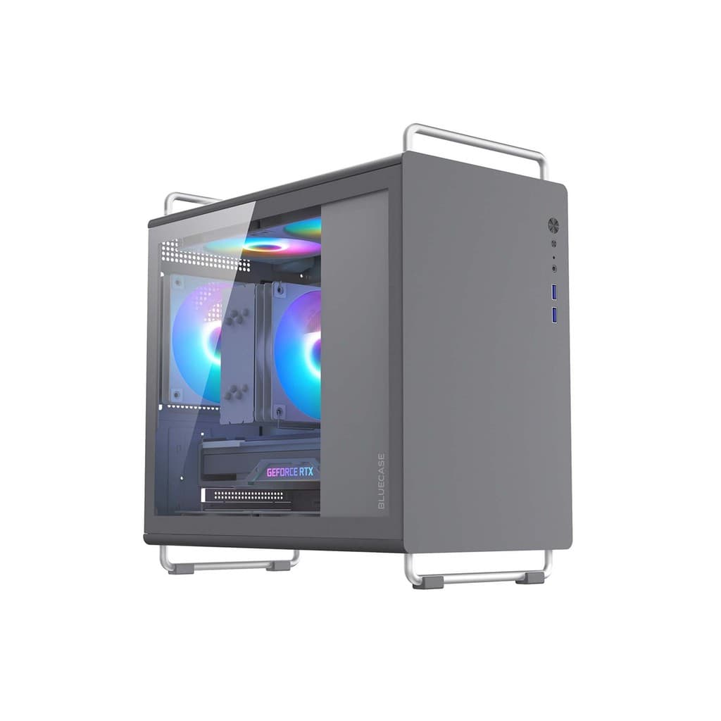 Gabinete Gamer Compacto c/5 Fans RGB Tiny Pro Lateral De Vidro - CINZA