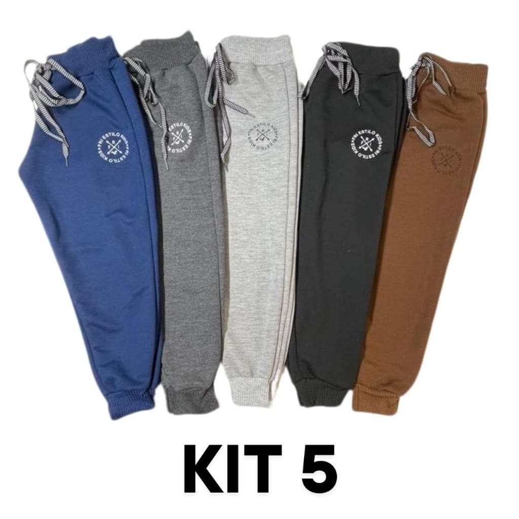 Kit 5 Calças Infantil Moletom Moletinho Menino Menina Inverno Unissex