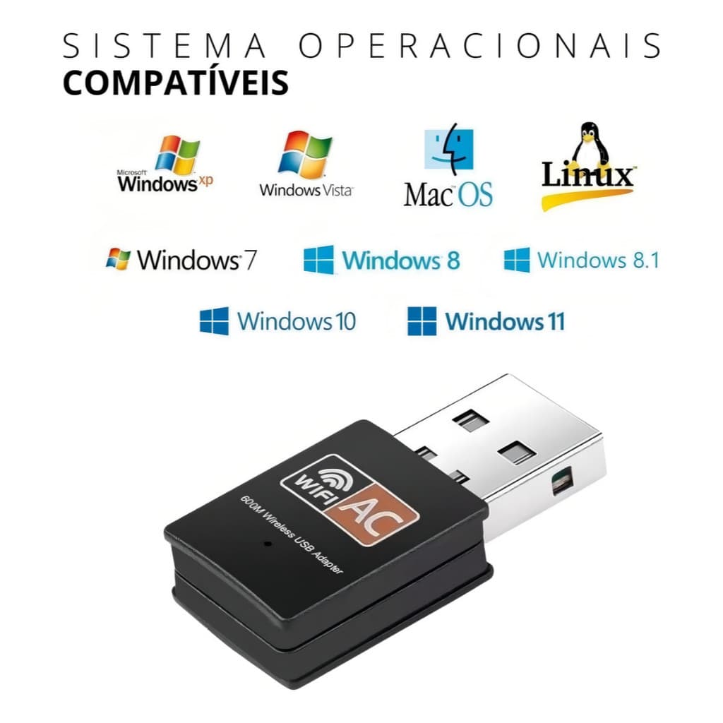 Adaptador 900mbps Wifi para PC 2.4 900mbps Wireless Ac PLUG AND PLAY