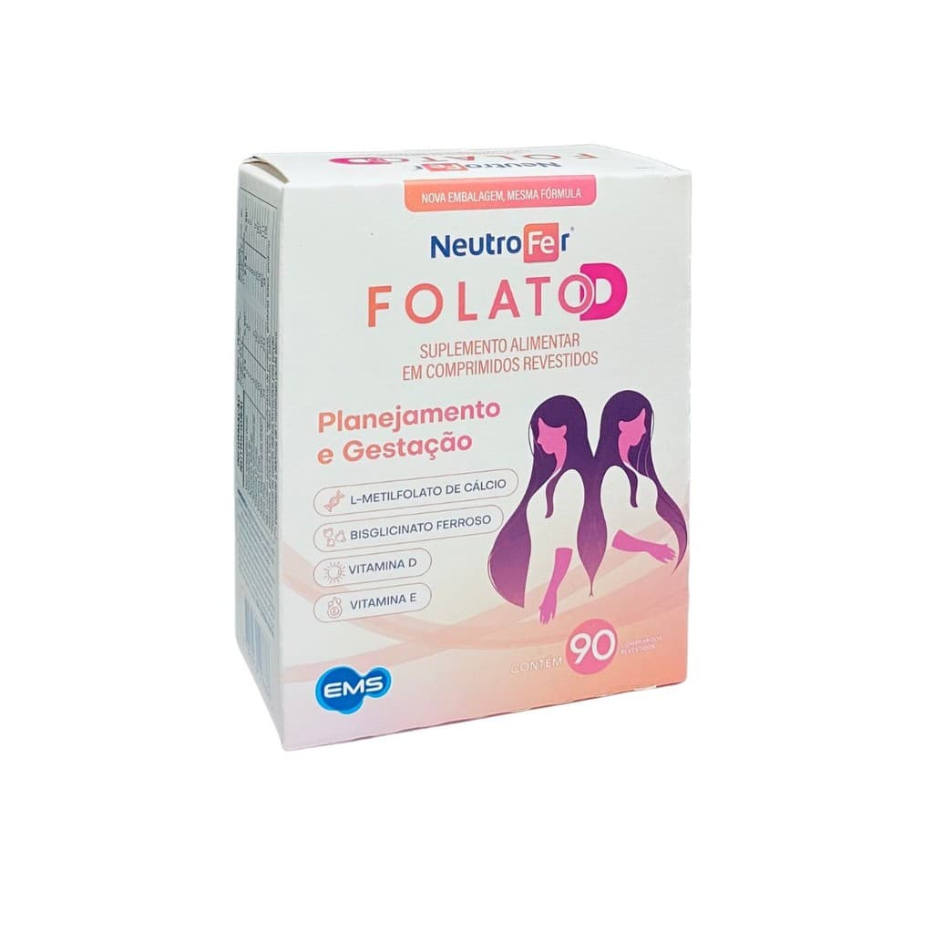 Neutrofe EMS Folato D 90 Comp Palnejamento e Gestação Metilfolato e Ferro