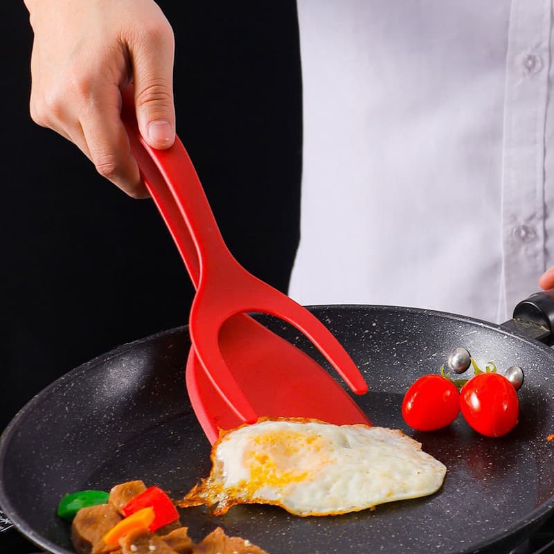 Espátula Para Panquecas Pinça Omelete Acessórios De Cozinha 2 em 1