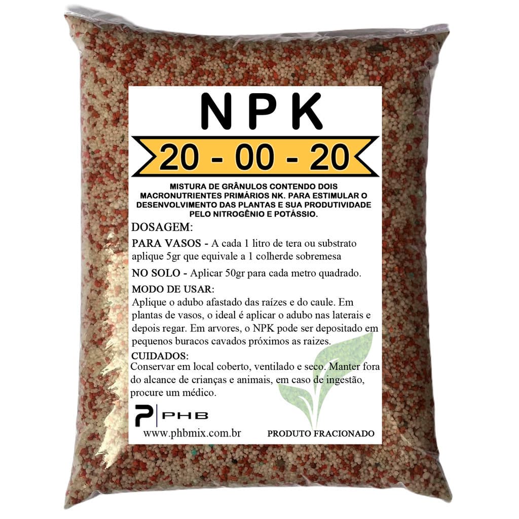 1kg Adubo Fertilizante 20.00.20 Hortaliça Gramado Frutífera
