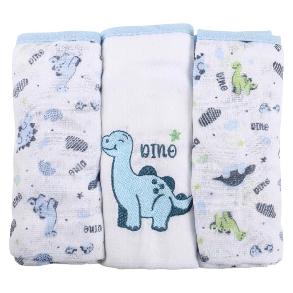 Kit Fralda Baby Gijo Bordado Dinossauro - 3 Peças
