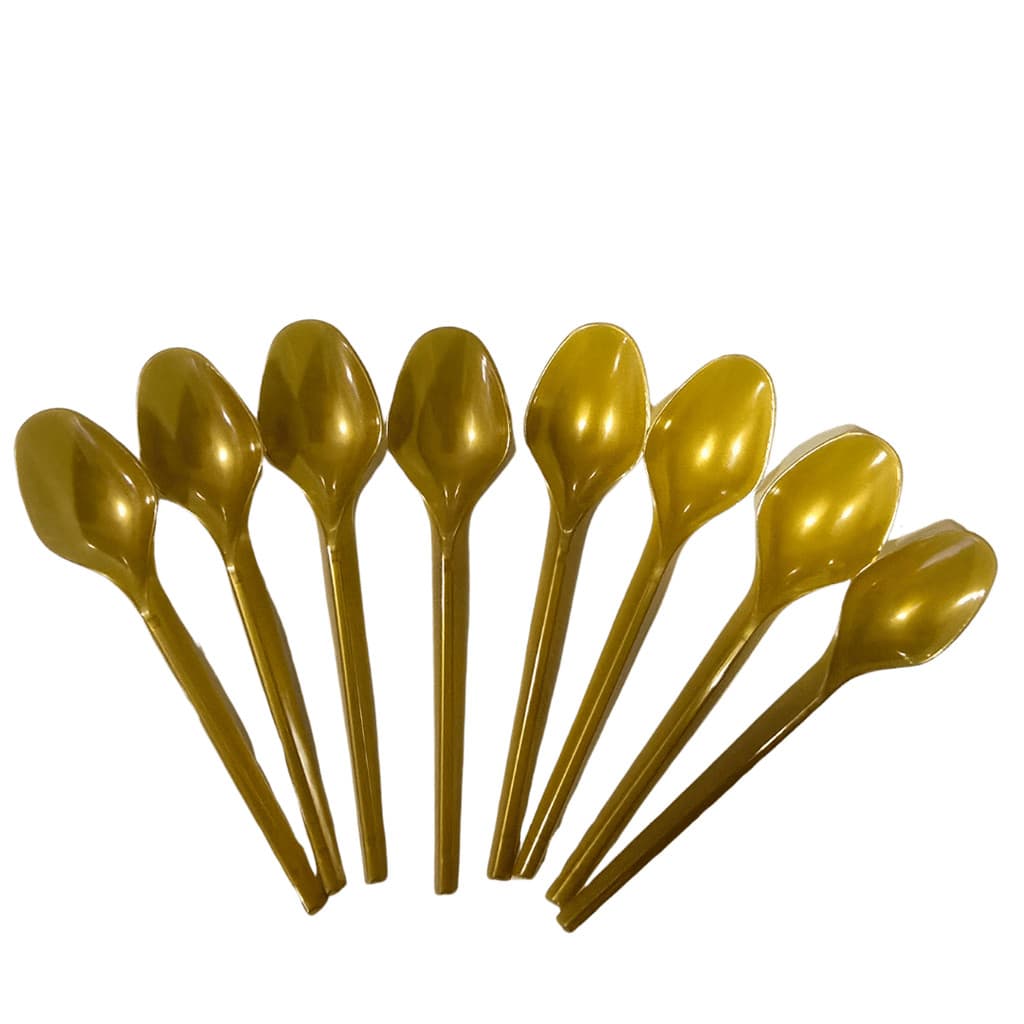 Colher Sobremesa Descartável Bolos e Doces Dourada - 50 unid