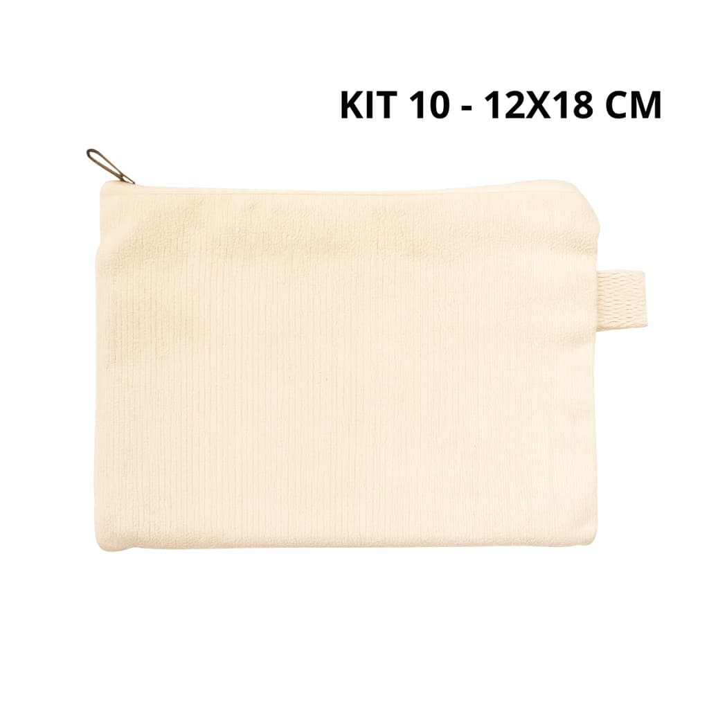 Kit 10 Necessaire 100% Algodão Cru Necessaire Para Bordar Lisa 12x18