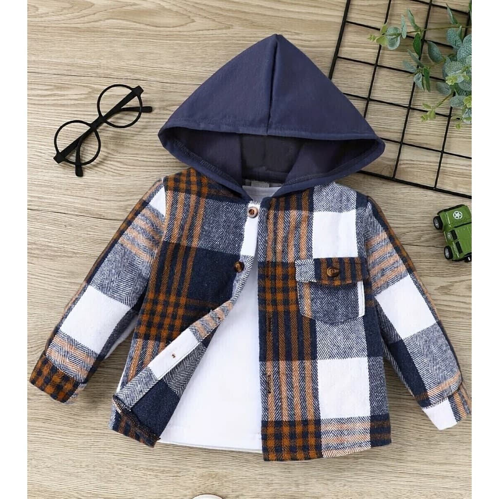 BLUSA JAQUETA BEBÊ MASC. XADREZ C/ CAPUZ LC0583