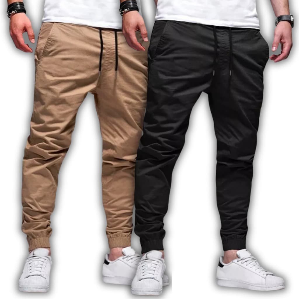 Calça Jogger Masculina Sarja ou jeans 4 bolsos com punho elástico streetwear varias cor