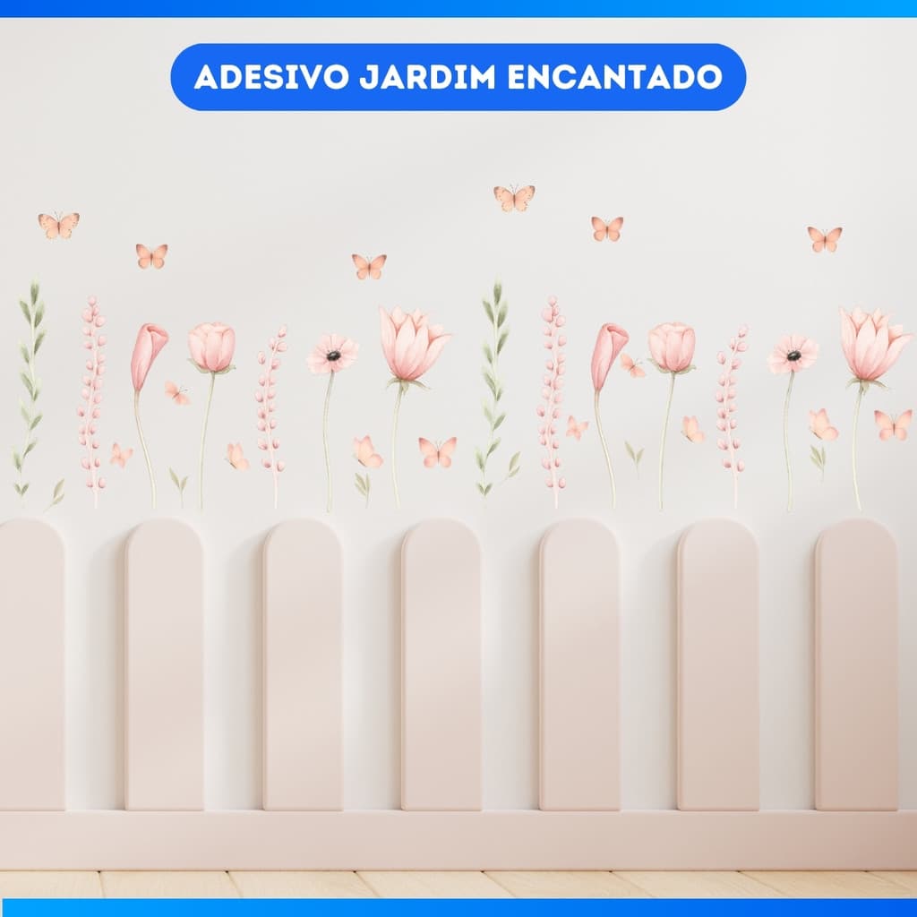 Adesivo De Parede Em Recorte Sem Fundo Flores Supensas Colorido 140x40cm