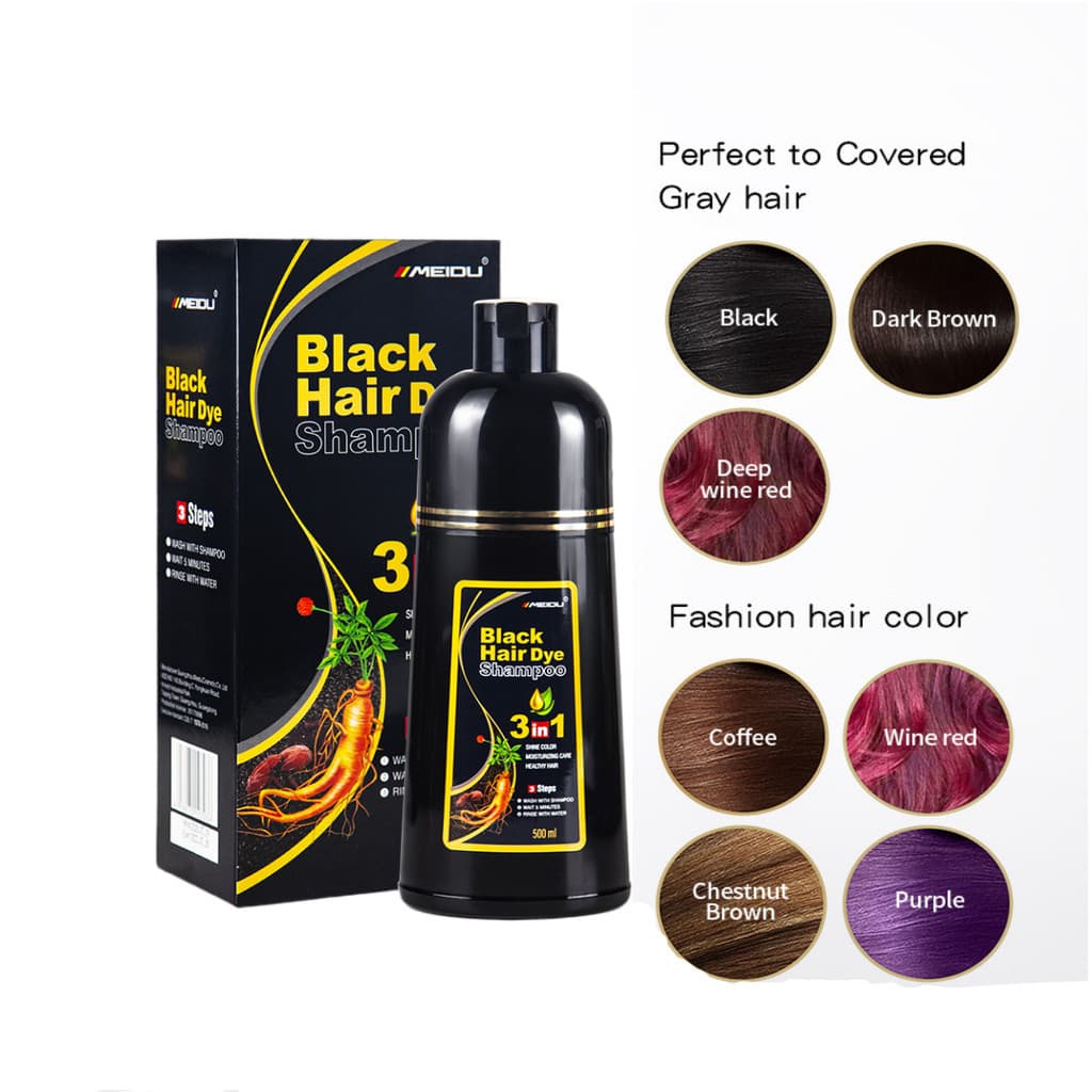 Meidu One Black Hair Dye /Shampoo One Wash Color Branco a Preto Boutique Planta Creme de Tintura de Cabelo Bubble 500ML