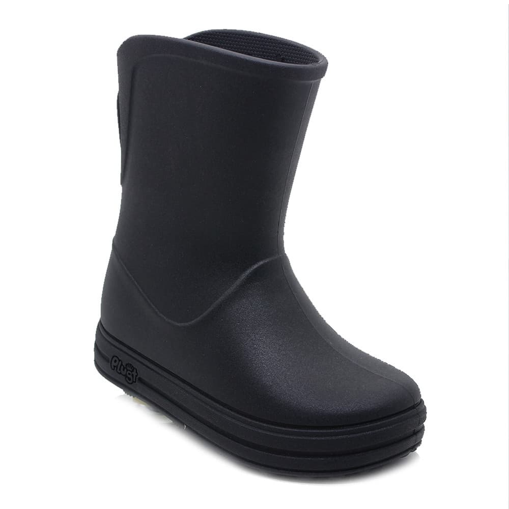 Galocha Bota de Chuva Macia Infantil Básica Reciclável Confortável Plugt Linha Sustentável Preto