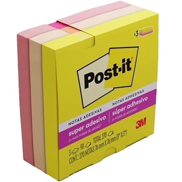 POST-IT Alegria 76MM X 76MM 3 Blocos