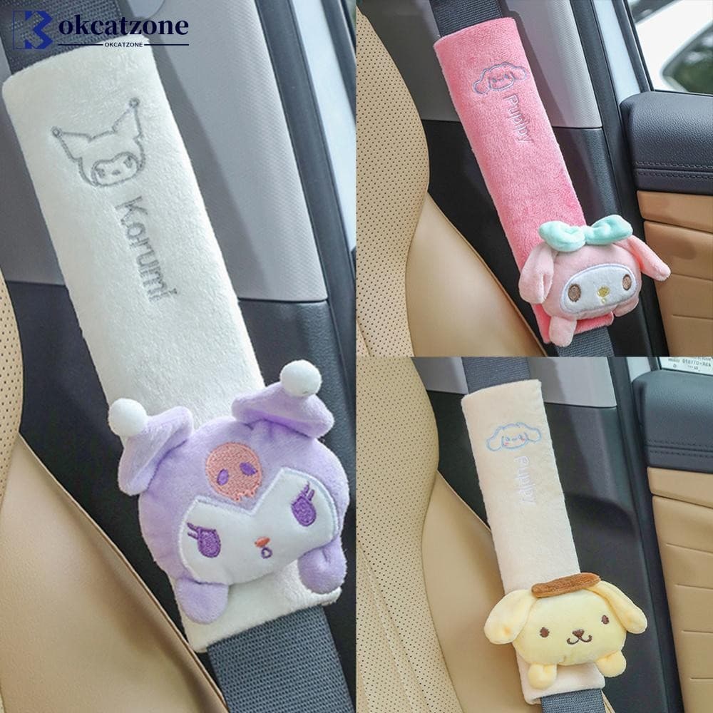 OKCATZONE 1Pc Universal Cinto De Segurança Do Carro Capa Ombro Dos Desenhos Animados Sanrio Kawaii Cinnamoroll Protetora Acessórios Automóveis B9O2