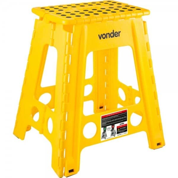 Banqueta Plástica Dobrável, Amarela, Altura 450 mm, Vonder